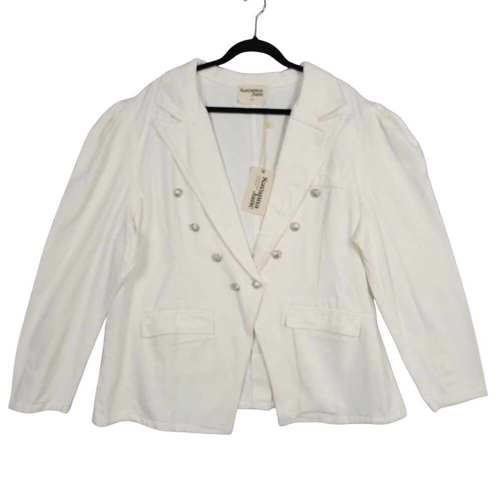 SAVANNA JANE White Cotton Denim Outerwear Blazer Jacket Everyday Casual SIZE 3X